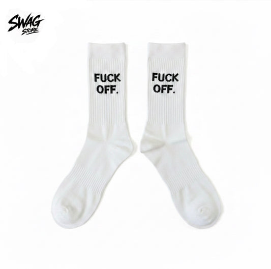 FUCK-OFF SOCKS WHITE — C40